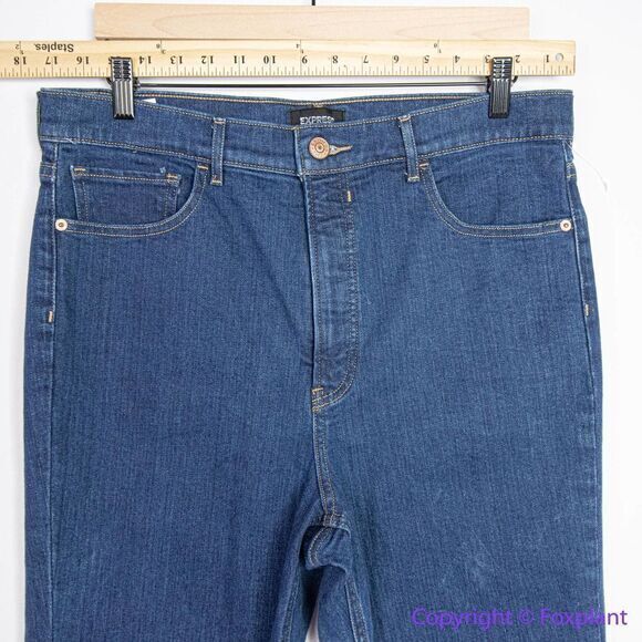 NEW Express super high rise mom jeans‎ in medium dark blue wash, 14R - Picture 3 of 13